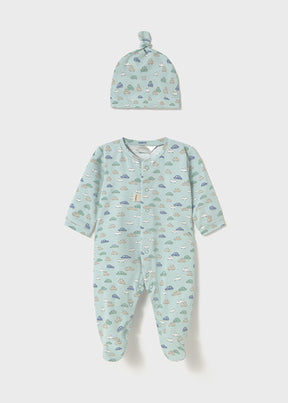Pelele Largo Con Gorro Blue Mint