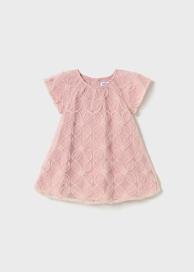 Vestido Tul Bordado Blush