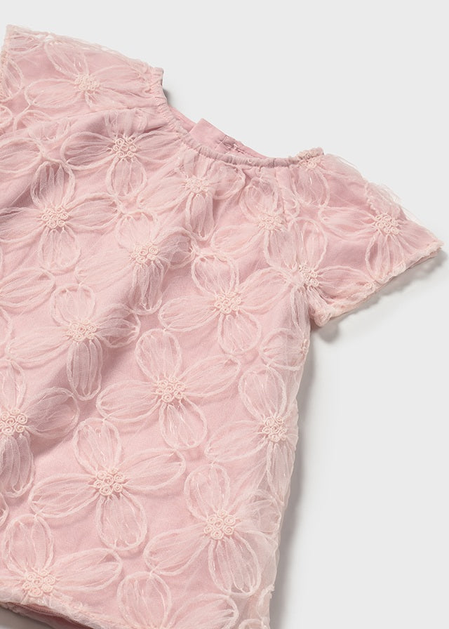 Vestido Tul Bordado Blush
