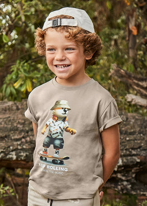 Camiseta "Keep Rolling" Skate Bear - Minibhu