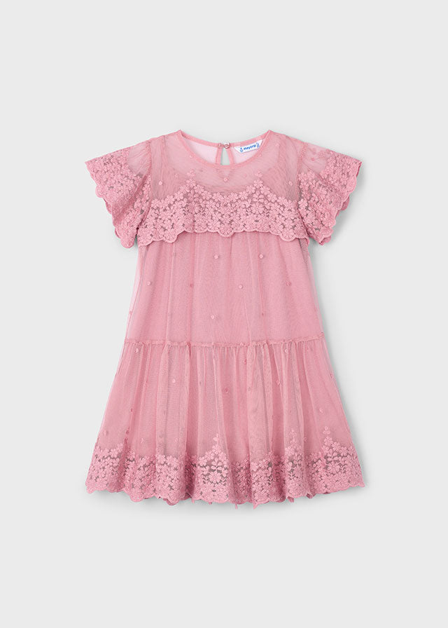 Vestido Tul Bordado Mint Rosé