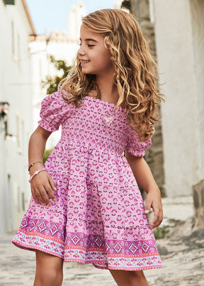 Vestido Nido De Abeja Malva