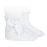 Calcetines Cortos Perlé Calados Blanco - Minibhu