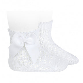 Calcetines Cortos Perlé Calados Blanco - Minibhu