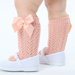Calcetines Altos Calados Salmonete Con Lazo - Minibhu