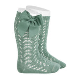 Calcetines Altos Calados Jade Con Lazo - Minibhu