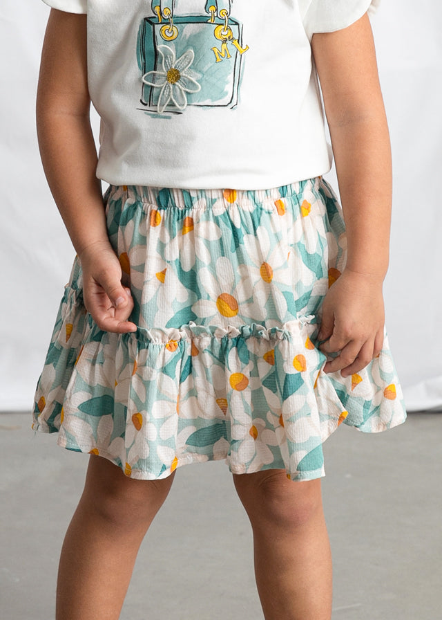 Falda Dobby Estampada Daisy Lagoon