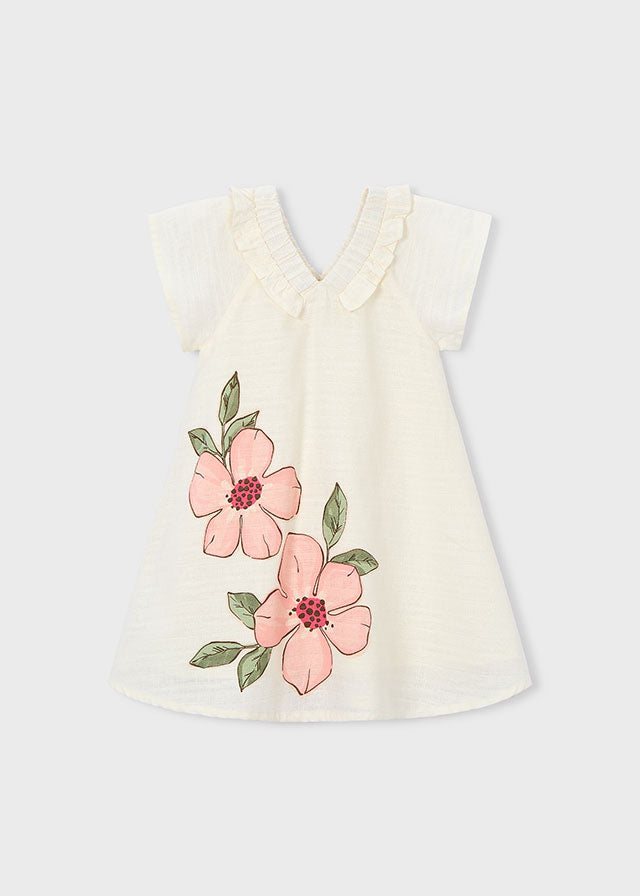 Vestido Lino Flores Peach Nature