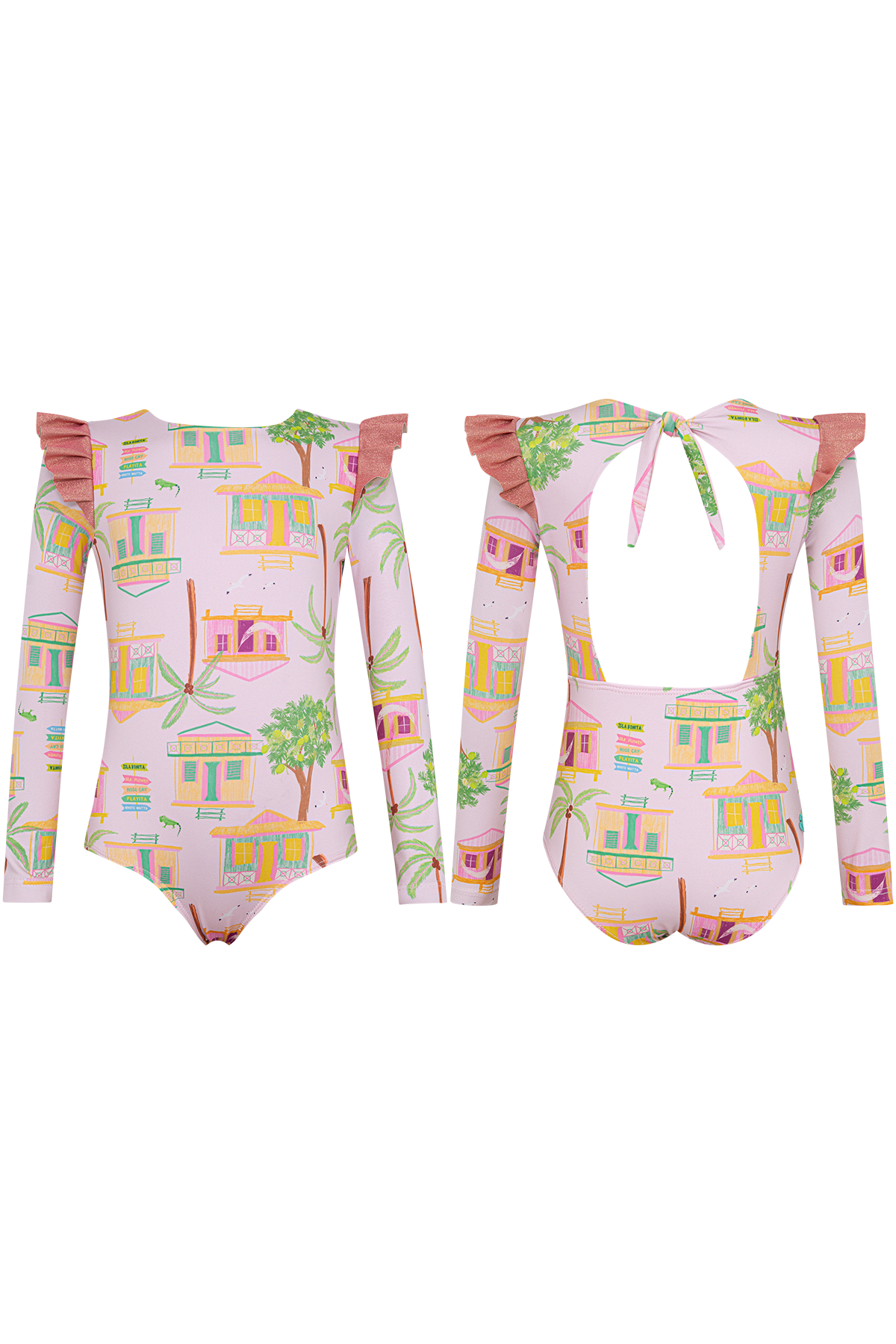 Wings Longsleeve Baby Casitas Isleña Rosado - Minibhu