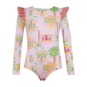 Wings Longsleeve Baby Casitas Isleña Rosado - Minibhu