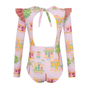 Wings Longsleeve Baby Casitas Isleña Rosado - Minibhu