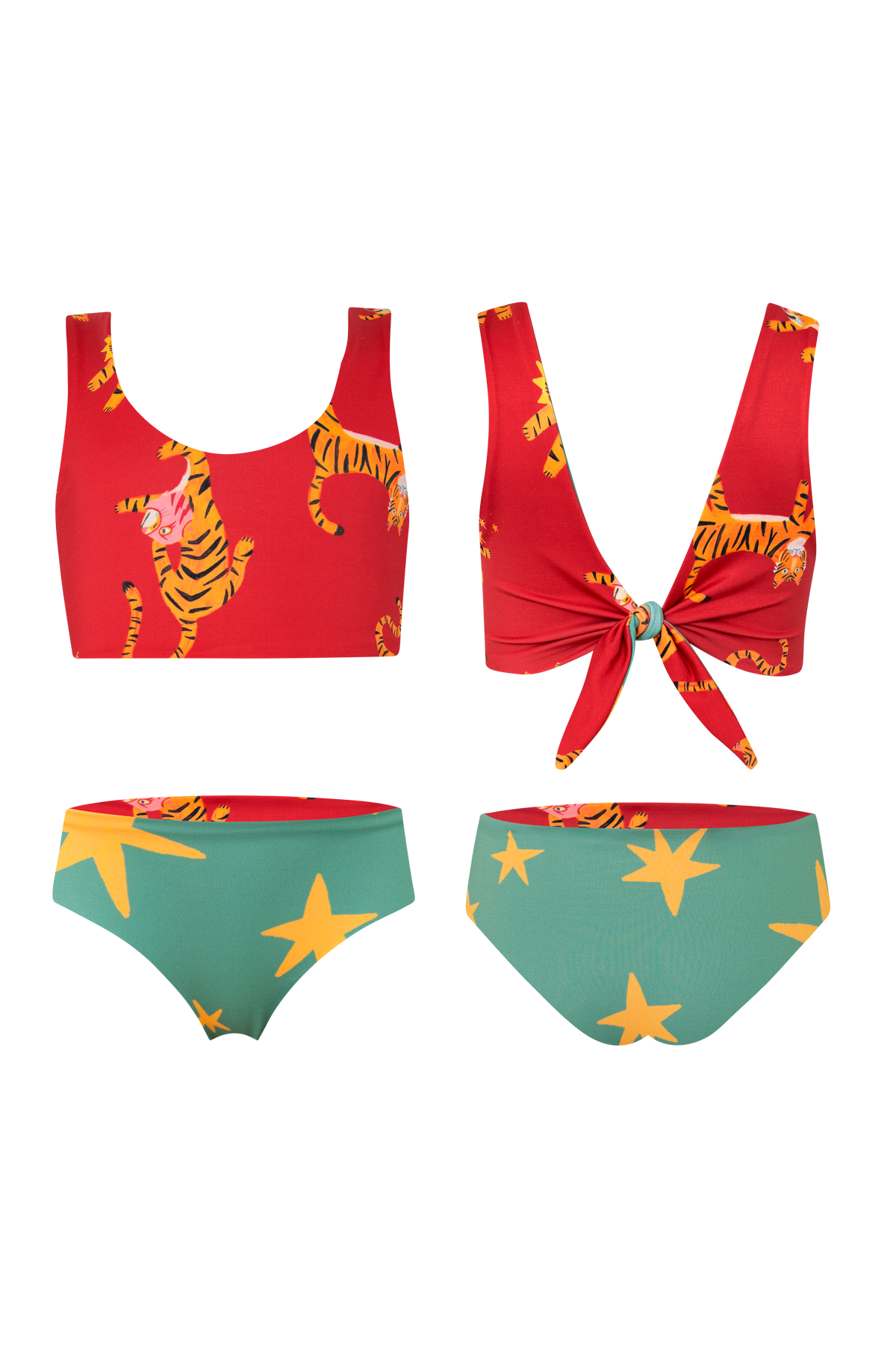 Knot Bikini Tigres Parade Rojo