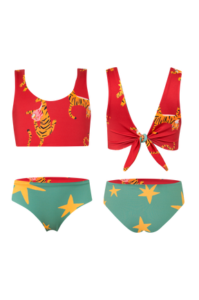 Knot Bikini Tigres Parade Rojo