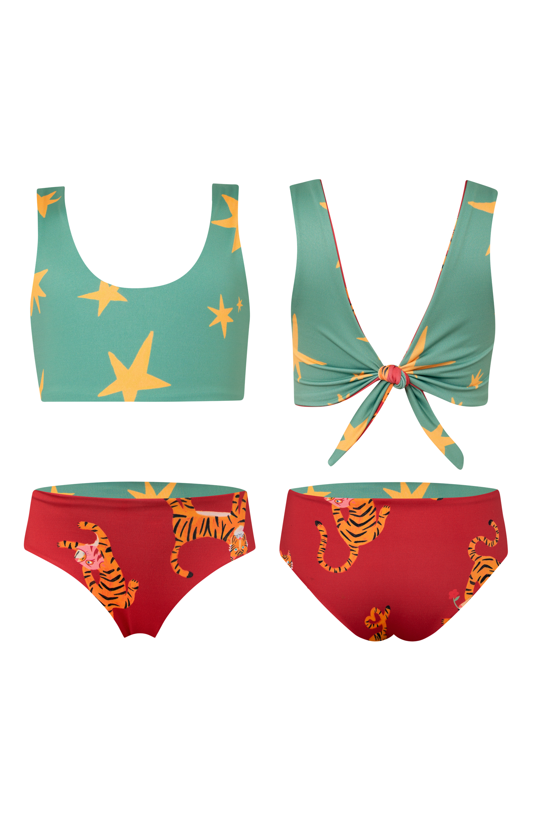 Knot Bikini Tigres Parade Rojo