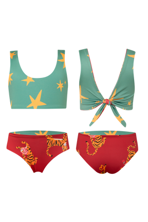 Knot Bikini Tigres Parade Rojo