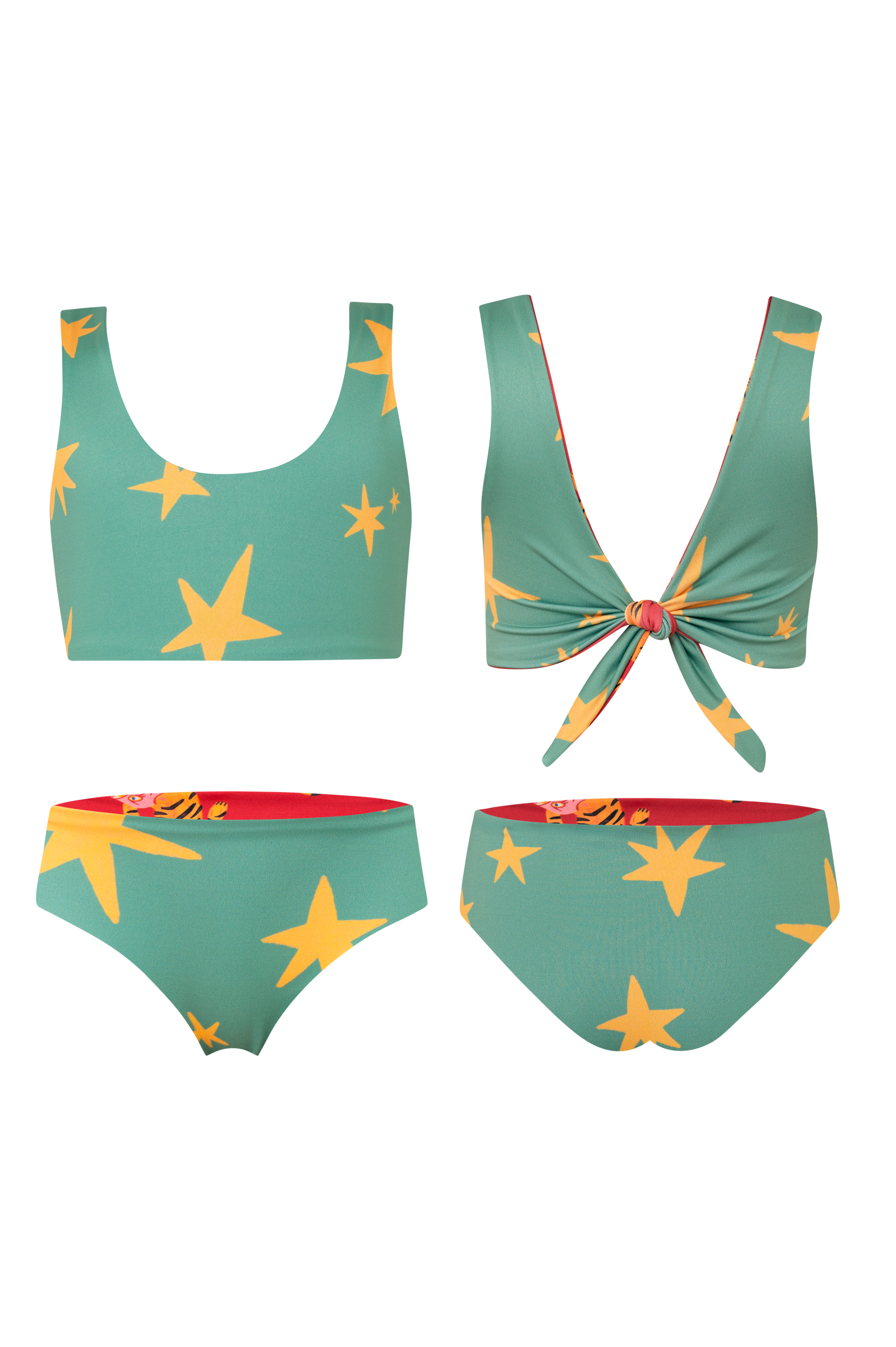 Knot Bikini Tigres Parade Rojo