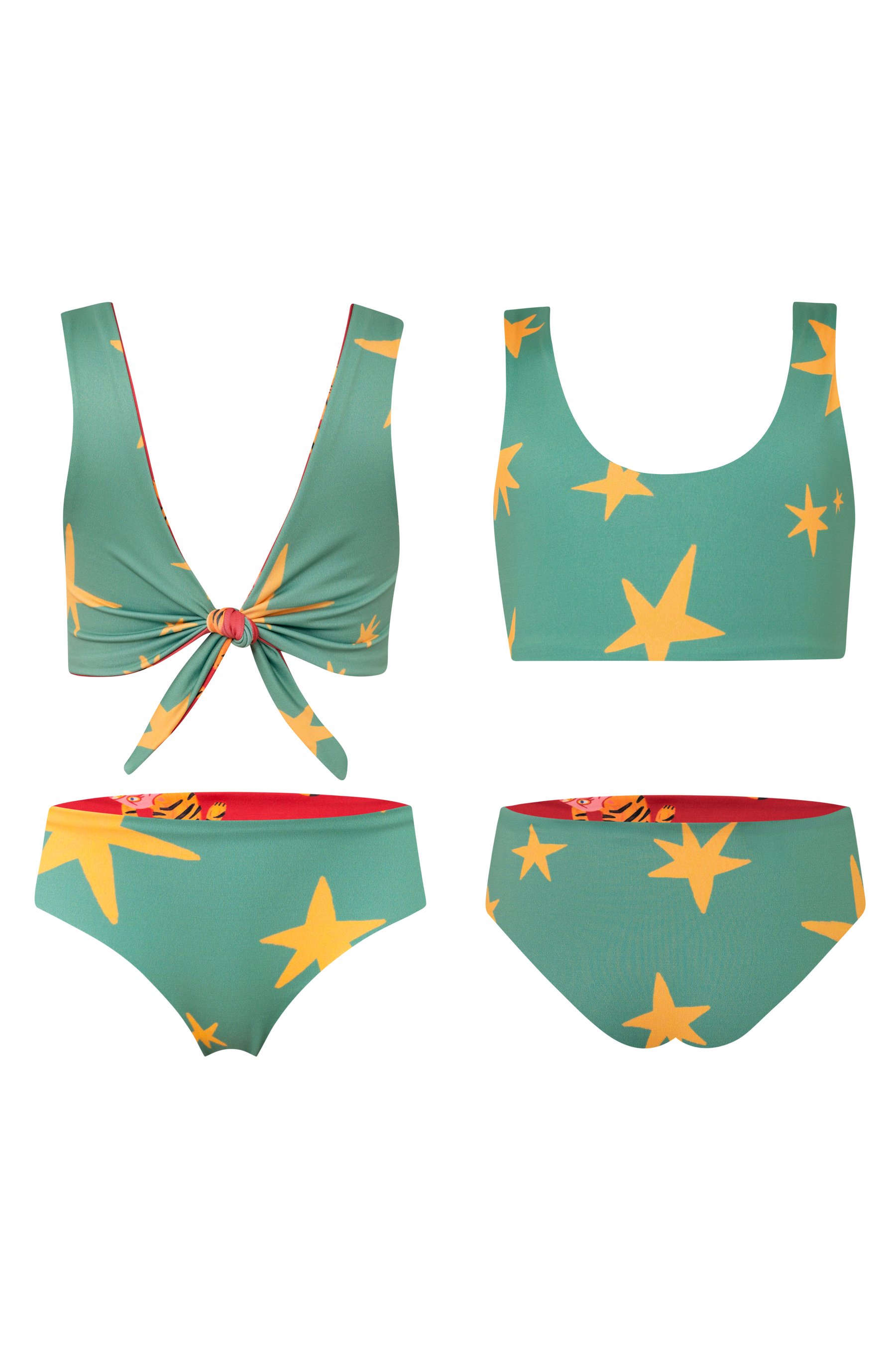 Knot Bikini Tigres Parade Rojo