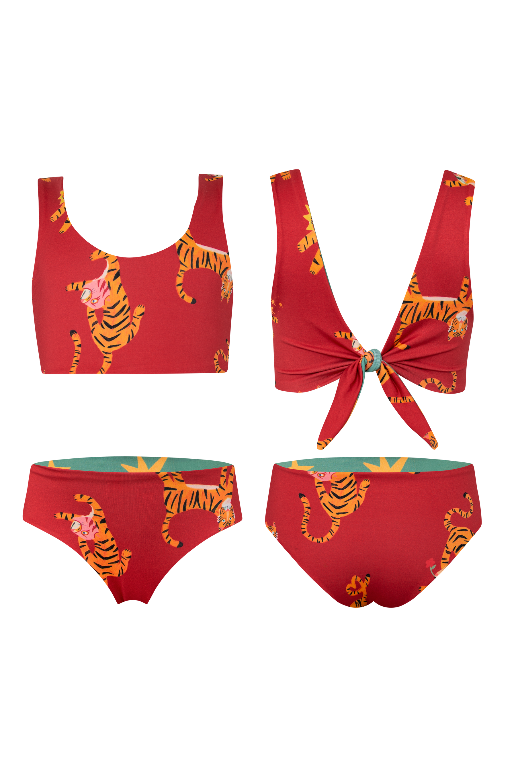 Knot Bikini Tigres Parade Rojo