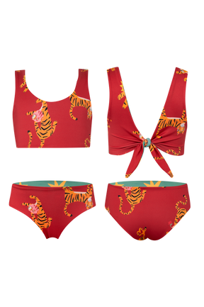 Knot Bikini Tigres Parade Rojo