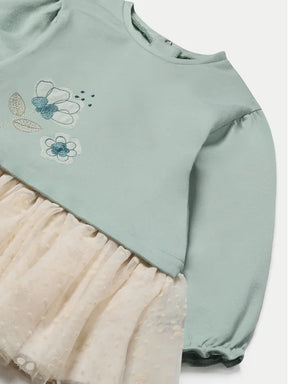 Vestido Felpa Combinado Aqua
