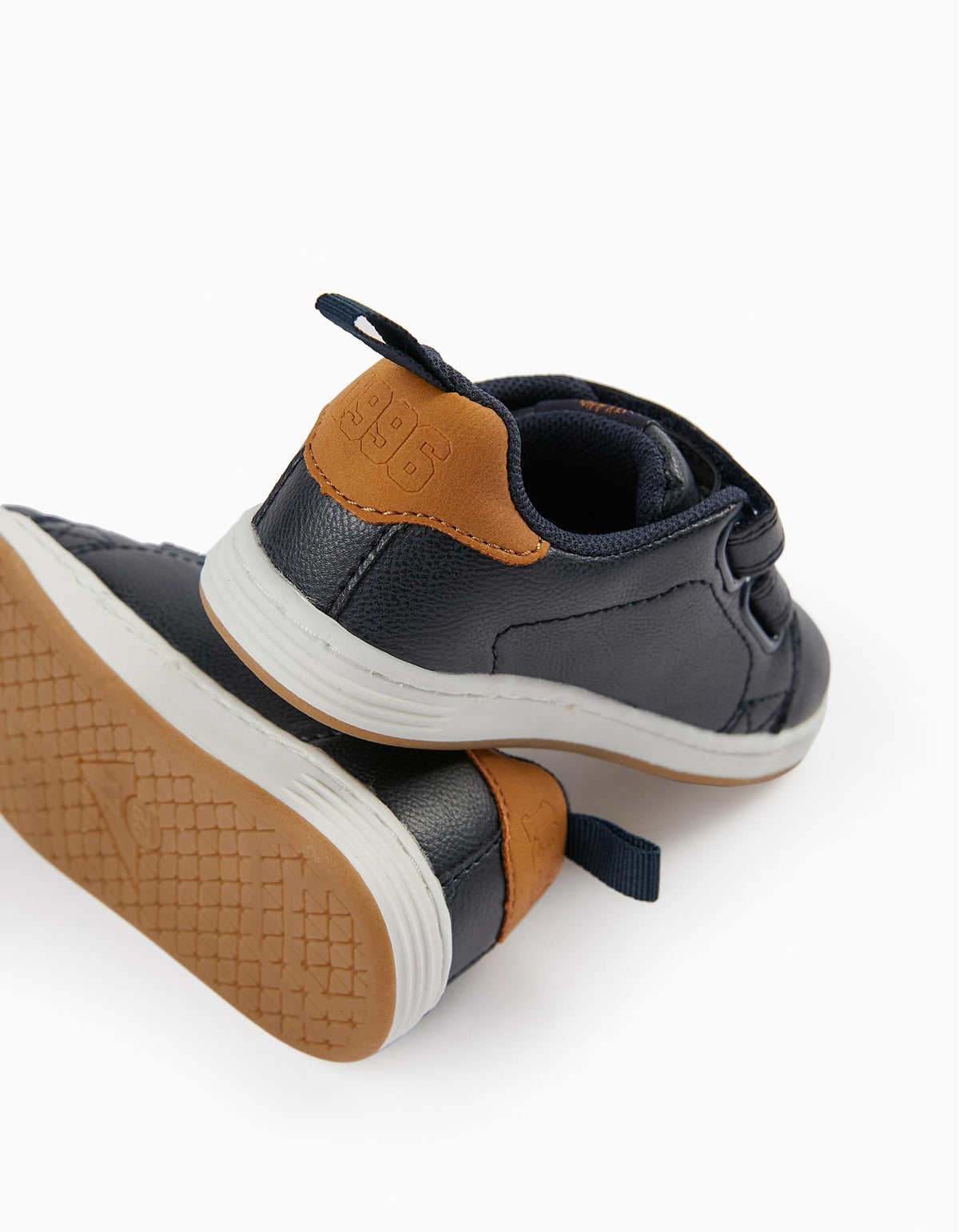Zapatos Piel Sintética Velcro Azul & Camel
