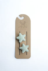 Hebillas Estrellas Verde Menta X2