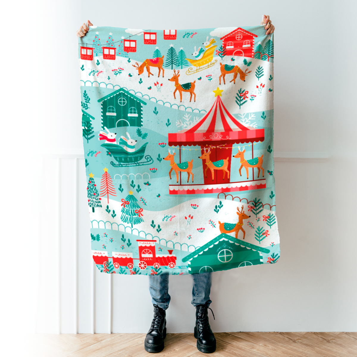 Cobija Navideña Carrusel La pequeña galería