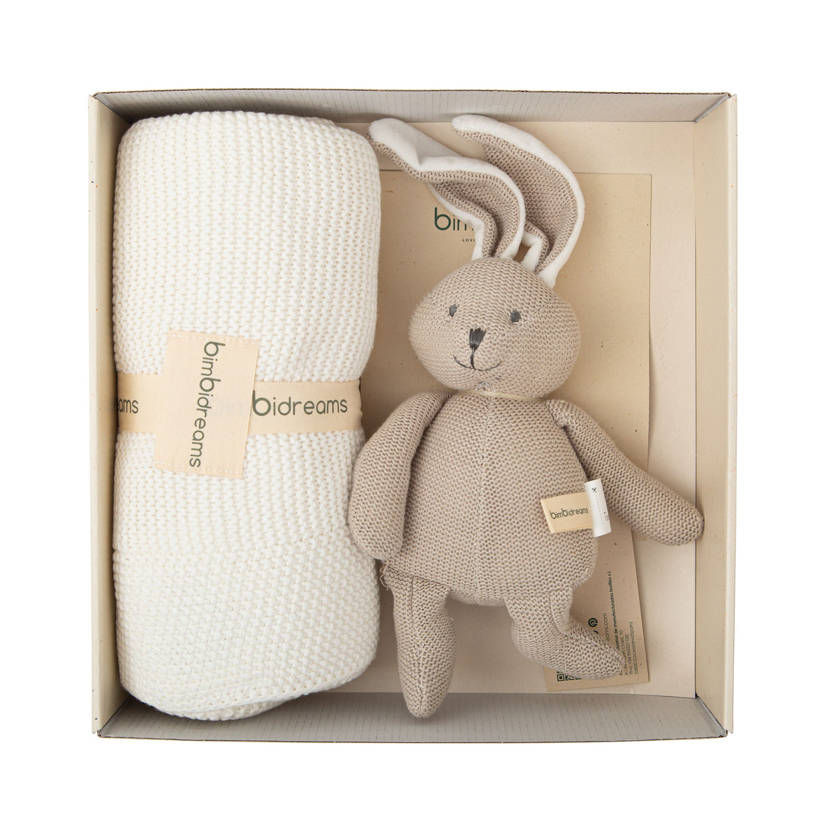 Caja De Regalo Manta Blanca y Peluche Gris