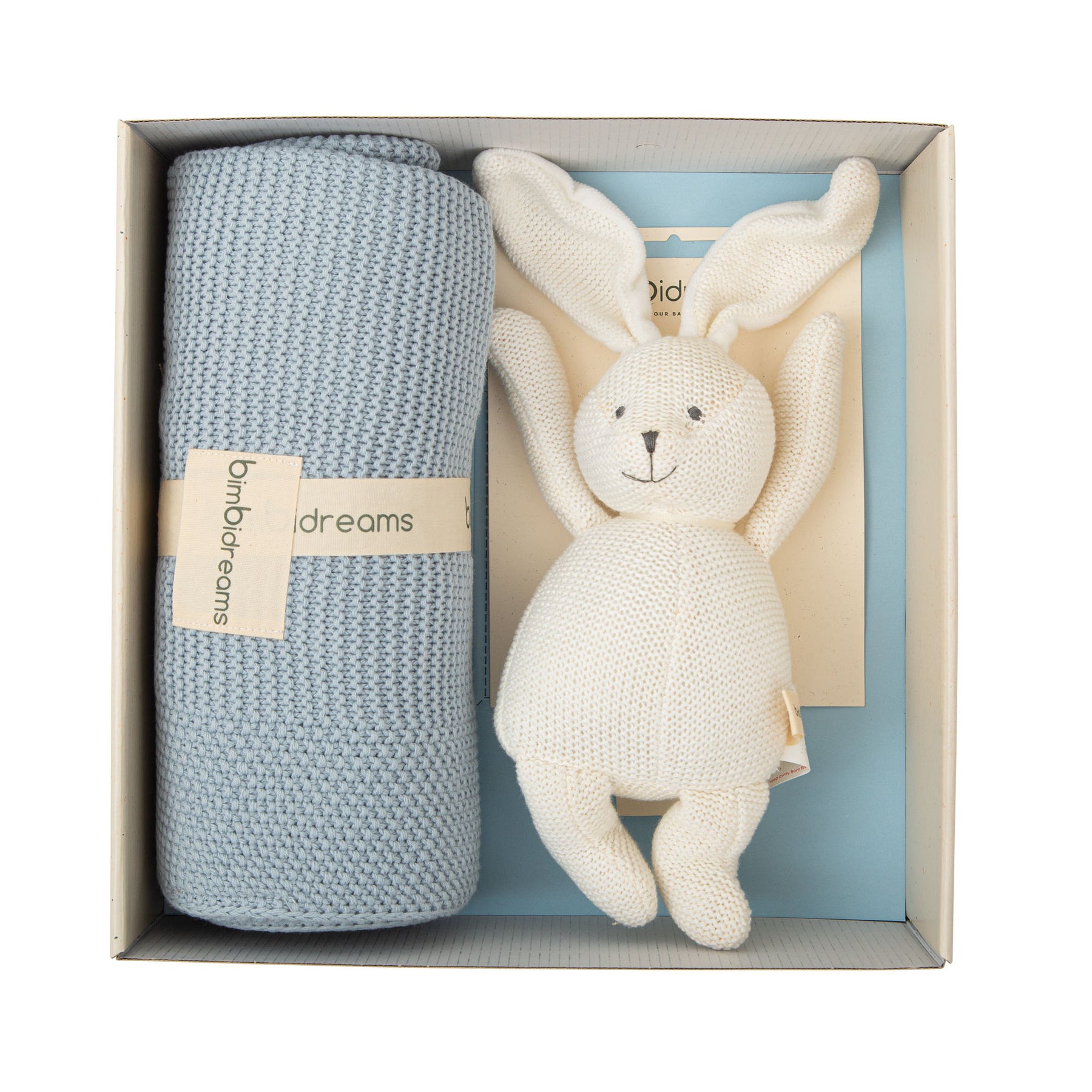 Caja De Regalo Manta Azul y Peluche Blanco - Minibhu