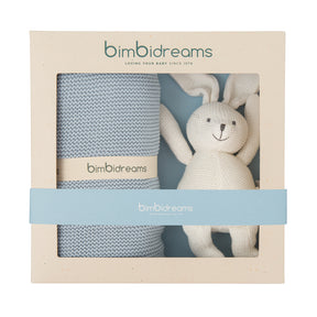 Caja De Regalo Manta Azul y Peluche Blanco - Minibhu