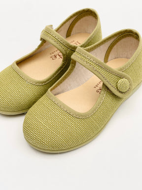 Mercedita Niña Velcro Con Botón Oliva - Minibhu