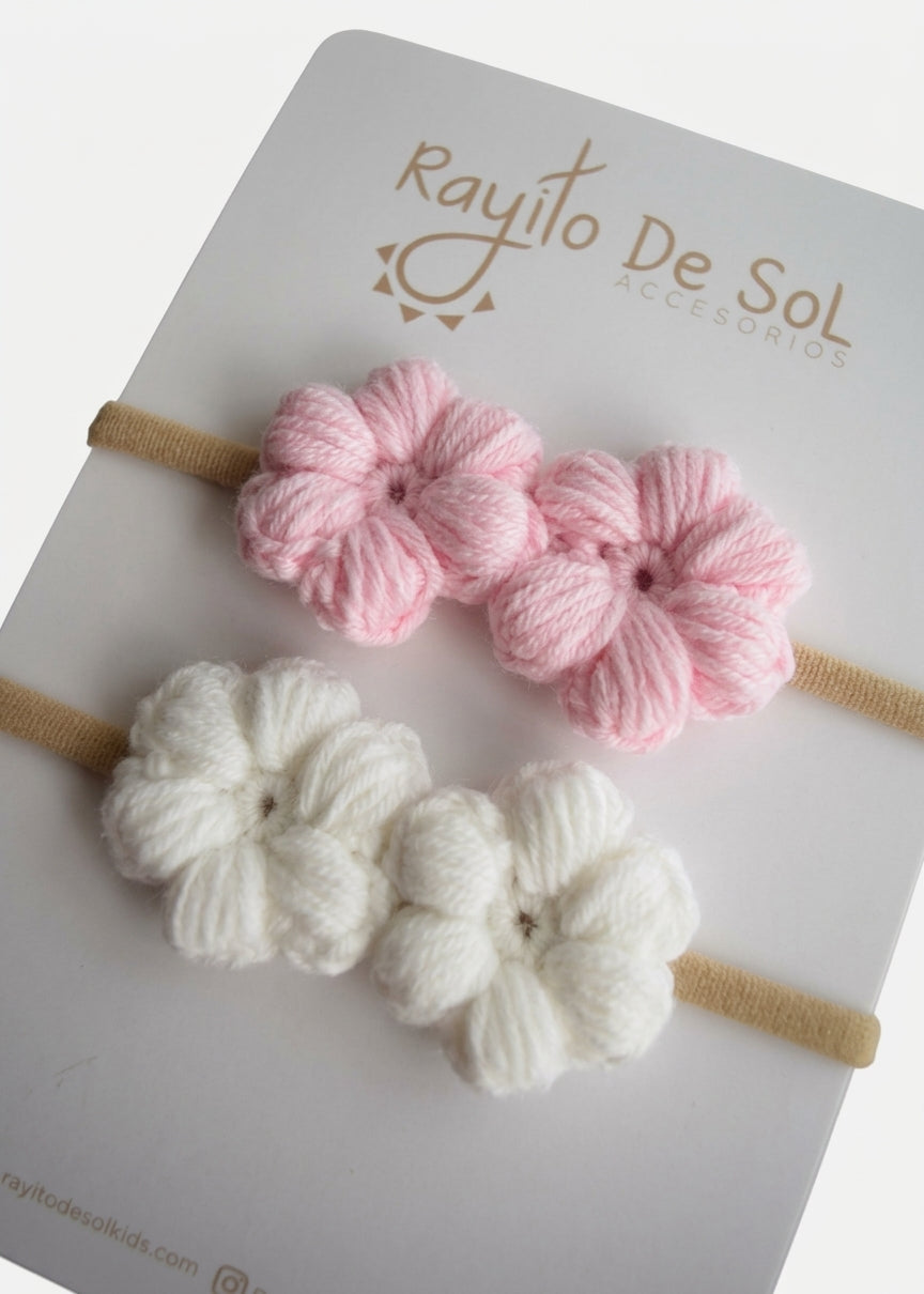 Set X2 Cintillos Flor Emma Rosa
