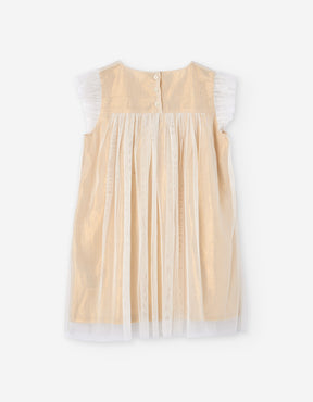 Vestido Tul Crudo Rositas