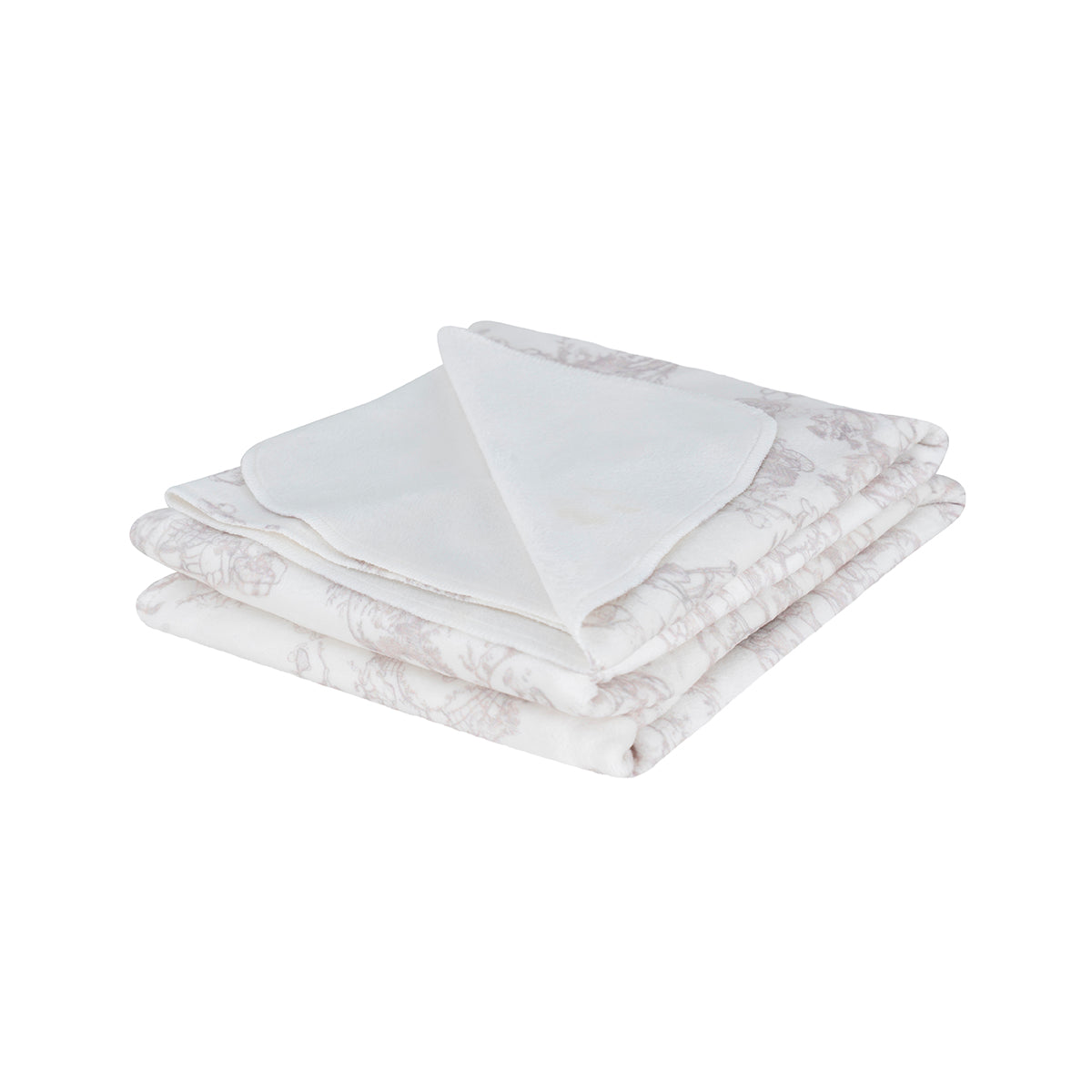 Manta Sencilla Pequeña Toile de Jouy Beige