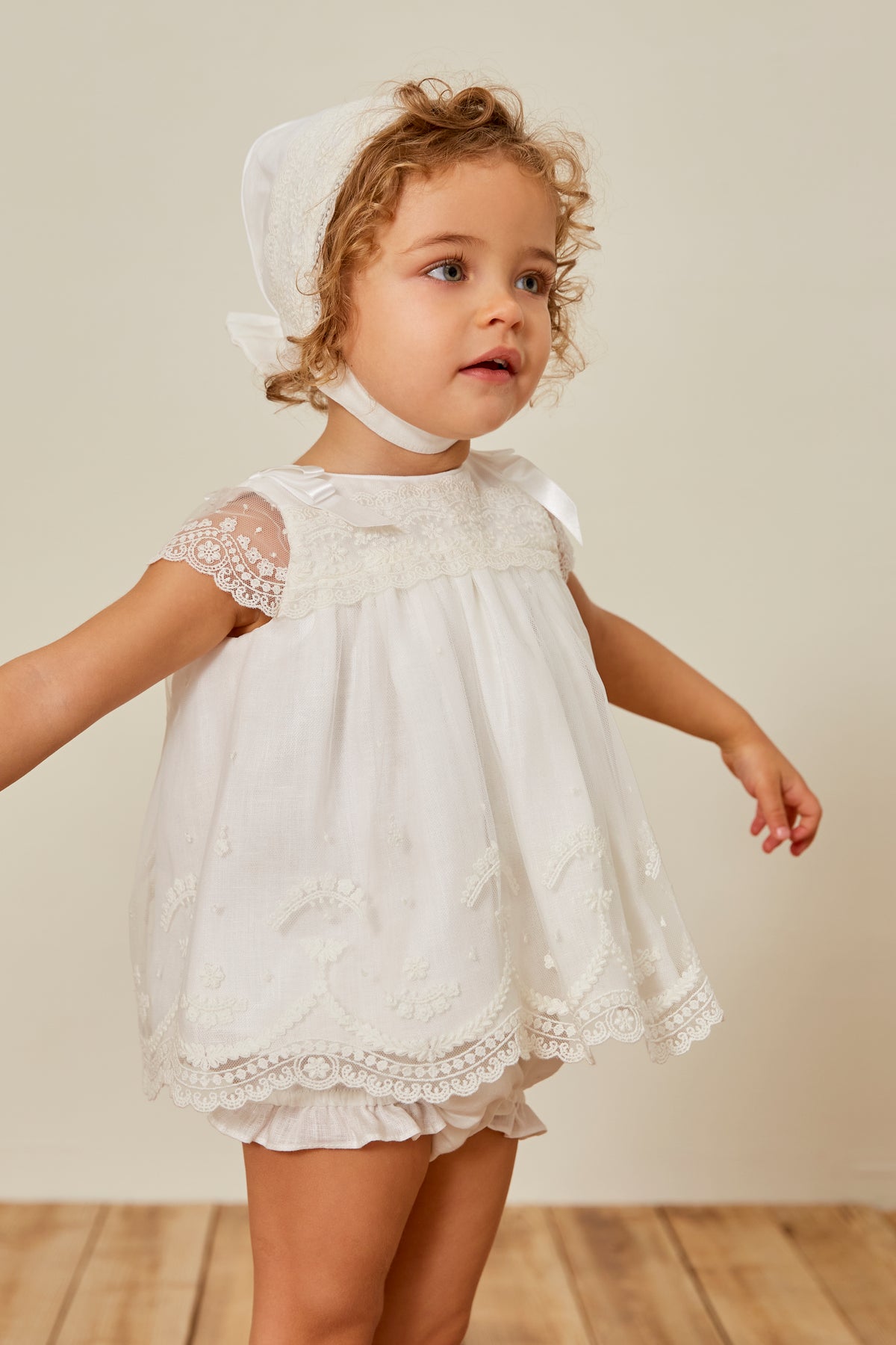 Vestido Tela Niña Marfil