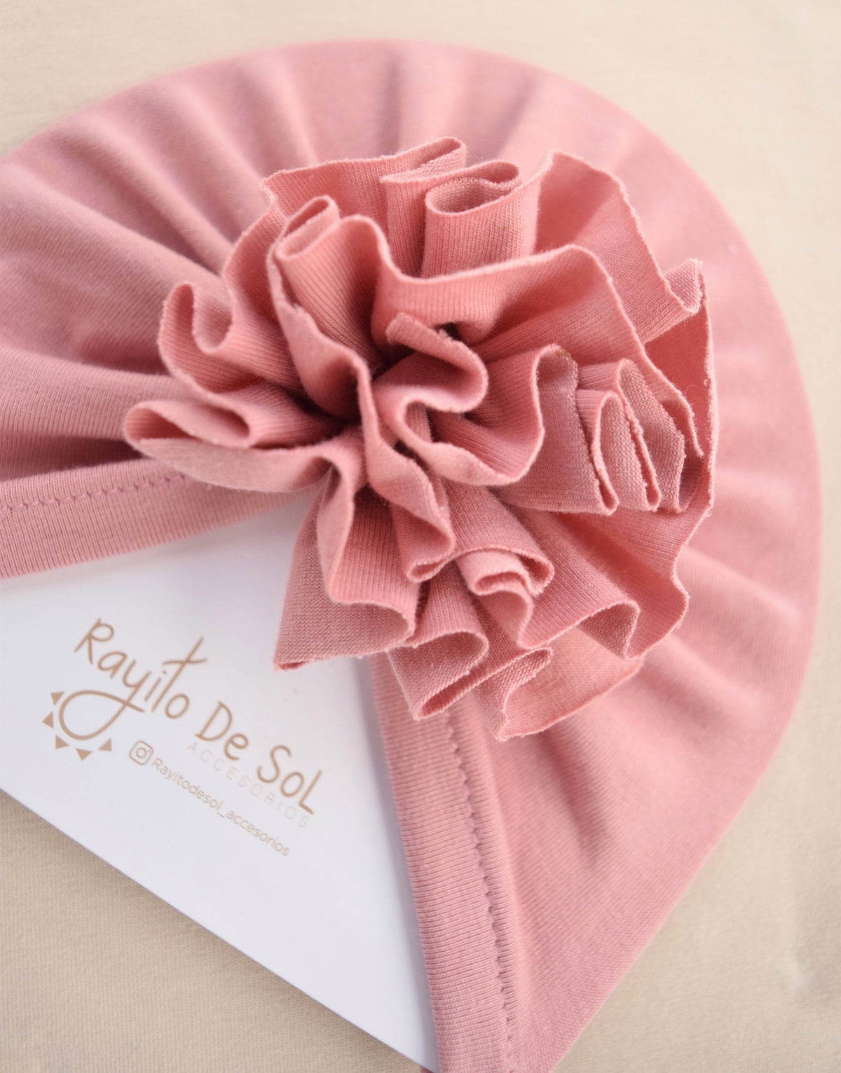 Turbante Gorro Pompón Rosa Palo