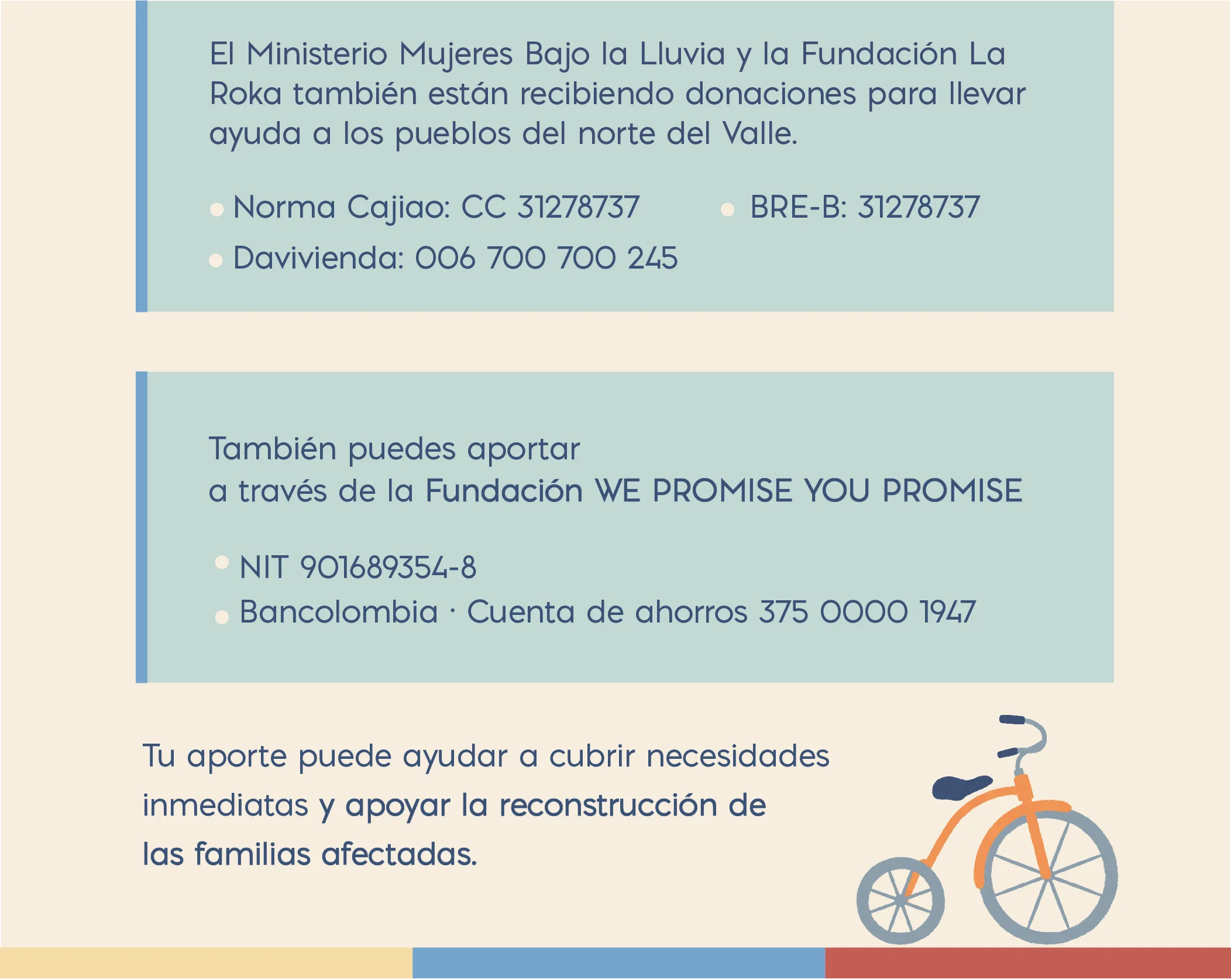 Cuentas de ahorros para apoyar el terremoto en Colombia - Minibhú