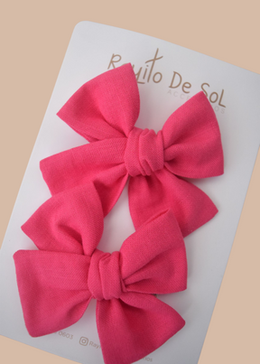 Par Pinzas Moño Classic Lino Fucsia