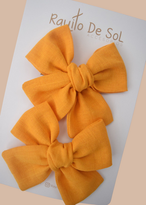 Par Pinza Moño Classic Lino Mostaza