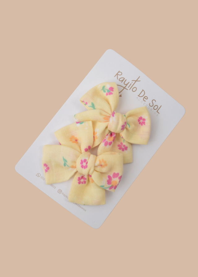 Par Pinza Moño Classic Amarillo