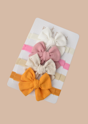 Set X4 Cintillo Moño Lino