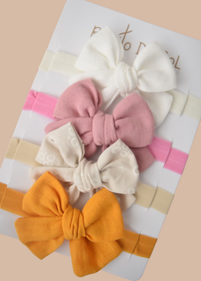 Set X4 Cintillo Moño Lino