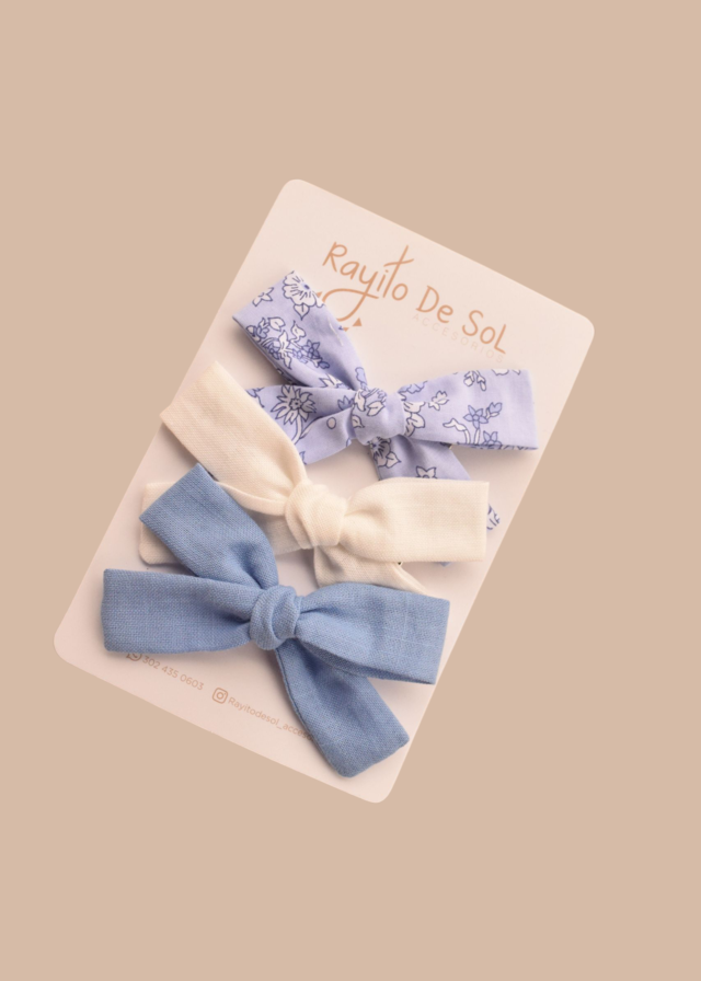 Set X3 Moño Skinny Classic Blue