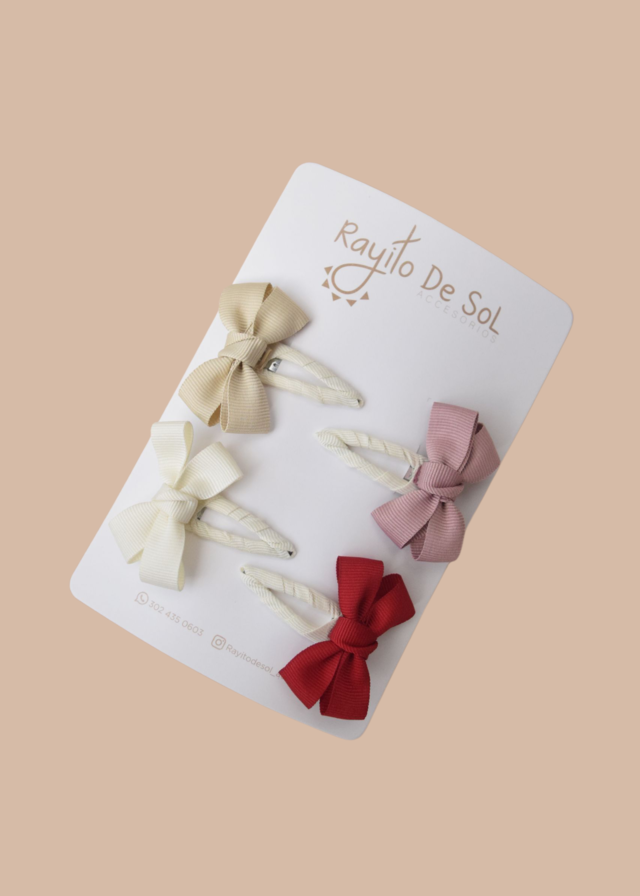 Set X4 Pinzas Moño Renata Navidad