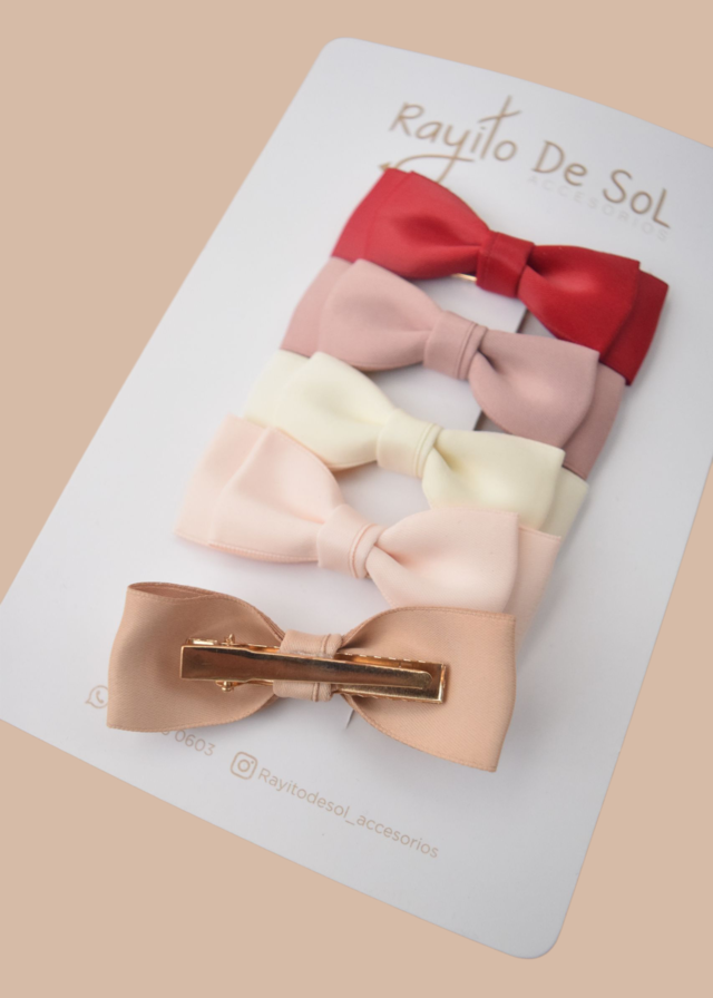 Set X5 Pinzas Moño Vera Seda