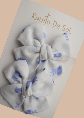 Par Pinza Moño Classic Lino Blue - Minibhu