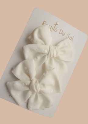 Par Pinzas Moño Classic Lino Marfil