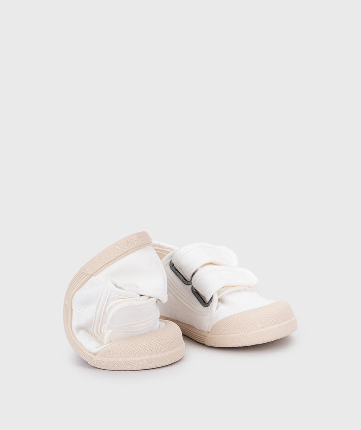 Tenis Lona Cierre Velcro Unisex Blanco