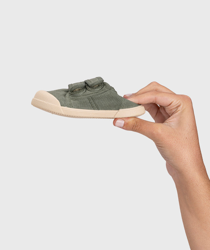 Tenis Lona Cierre Velcro Unisex Kaki