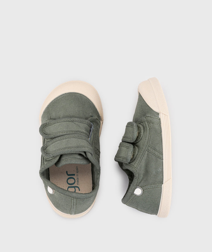 Tenis Lona Cierre Velcro Unisex Kaki